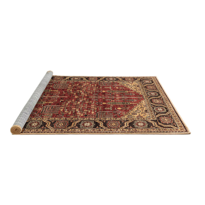 Sideview of Machine Washable Oriental Brown Industrial Rug, wshurb2012brn