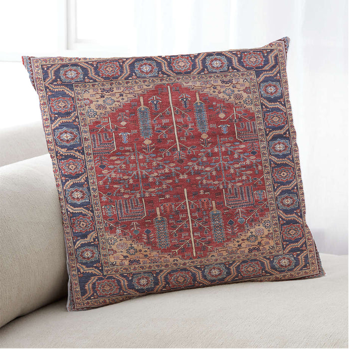 Lifestyle Image of Mid-Century Modern Urban Square Khaki Rose Pink Throw Pillow, 18 inch by 18 inch, pwurb2012