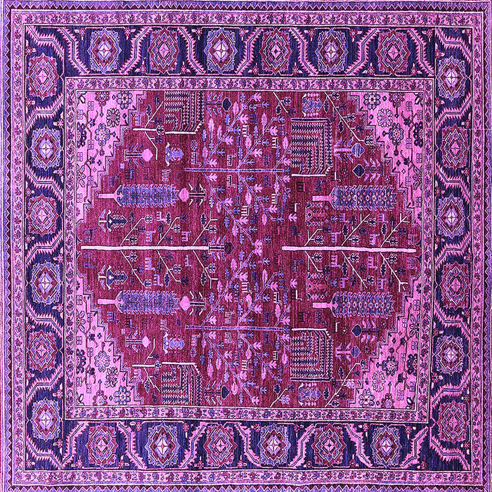 Square Machine Washable Oriental Purple Industrial Area Rugs, wshurb2012pur