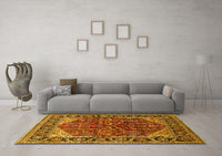 Machine Washable Oriental Yellow Industrial Rug, wshurb2012yw