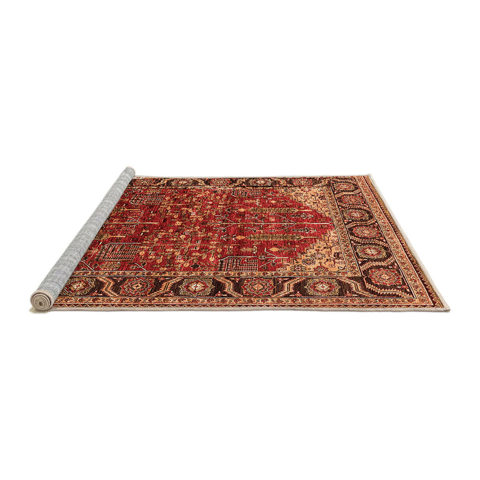 Sideview of Machine Washable Oriental Orange Industrial Area Rugs, wshurb2012org