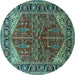 Round Oriental Turquoise Industrial Rug, urb2012turq