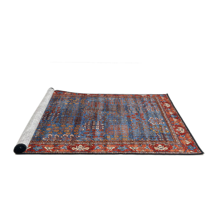 Sideview of Machine Washable Industrial Modern Saffron Red Rug, wshurb2013