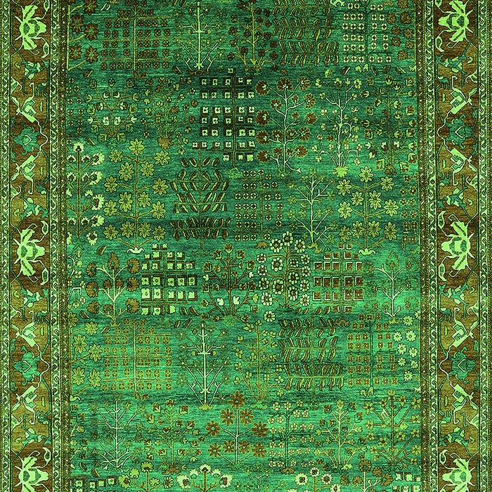 Machine Washable Oriental Green Traditional Area Rugs, wshurb2013grn