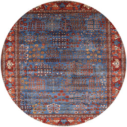 Round Machine Washable Industrial Modern Saffron Red Rug, wshurb2013