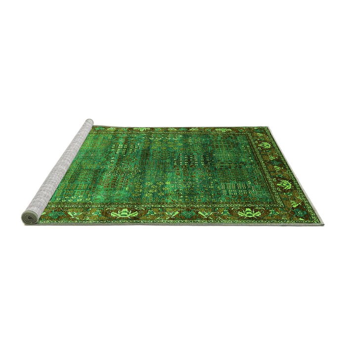 Sideview of Machine Washable Oriental Green Traditional Area Rugs, wshurb2013grn