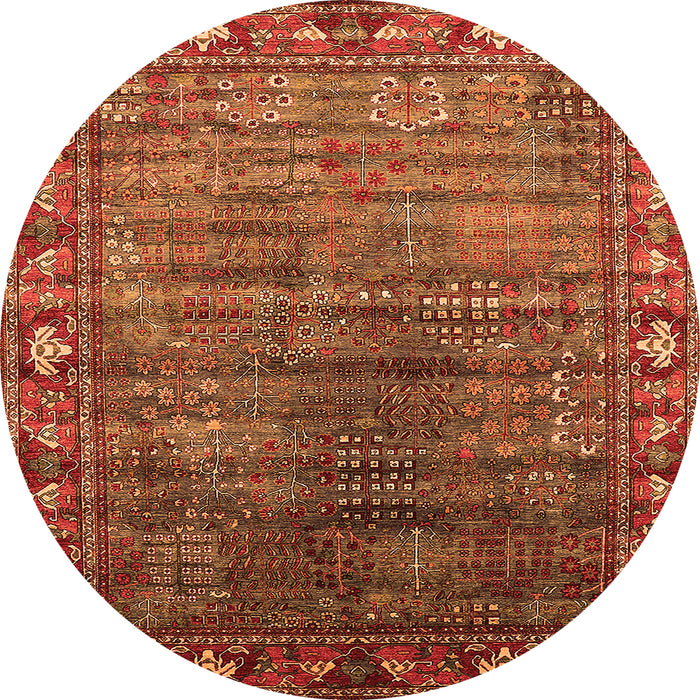 Round Oriental Orange Traditional Rug, urb2013org