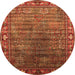 Round Oriental Orange Traditional Rug, urb2013org