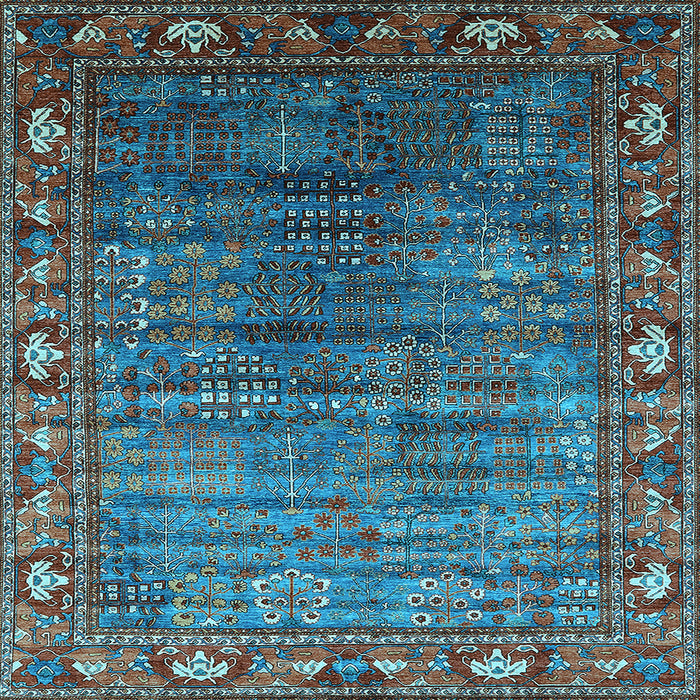 Square Oriental Light Blue Traditional Rug, urb2013lblu