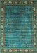 Machine Washable Oriental Turquoise Traditional Area Rugs, wshurb2013turq