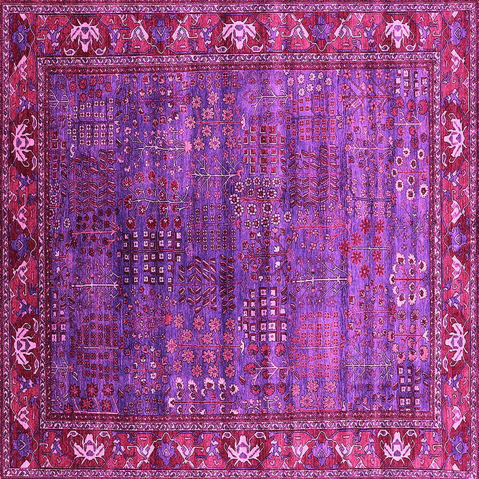 Square Machine Washable Oriental Pink Traditional Rug, wshurb2013pnk