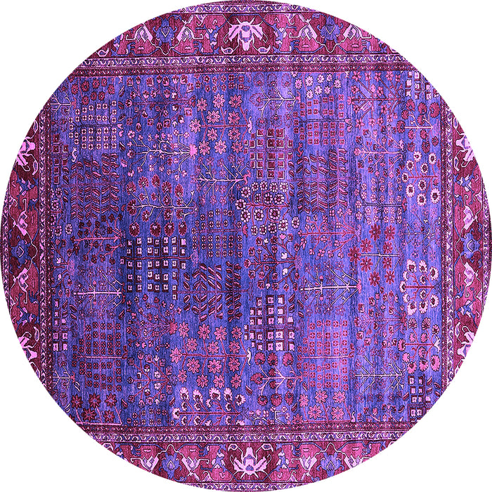 Round Oriental Purple Traditional Rug, urb2013pur