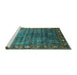 Sideview of Machine Washable Oriental Turquoise Traditional Area Rugs, wshurb2013turq