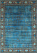 Machine Washable Oriental Light Blue Traditional Rug, wshurb2013lblu