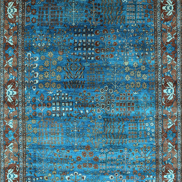 Machine Washable Oriental Light Blue Traditional Rug, wshurb2013lblu