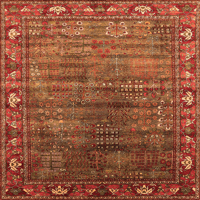 Square Oriental Orange Traditional Rug, urb2013org