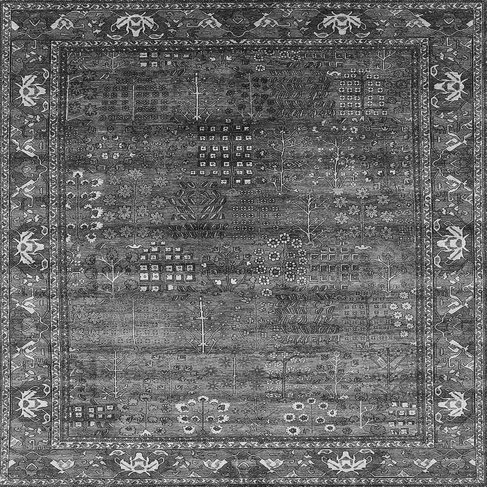 Square Machine Washable Oriental Gray Traditional Rug, wshurb2013gry