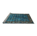 Sideview of Machine Washable Oriental Light Blue Traditional Rug, wshurb2013lblu