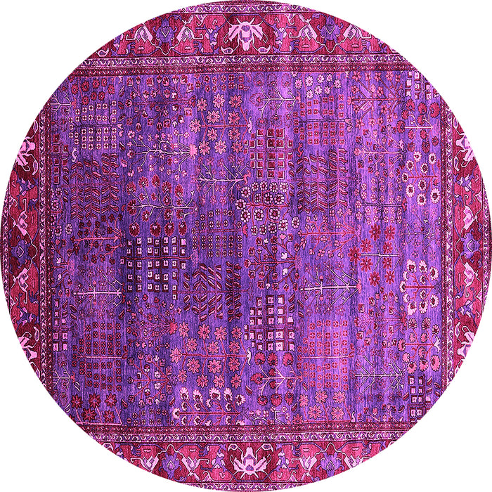 Round Machine Washable Oriental Pink Traditional Rug, wshurb2013pnk