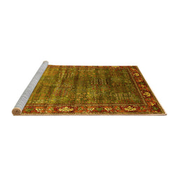 Sideview of Machine Washable Oriental Yellow Traditional Rug, wshurb2013yw