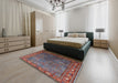 Mid-Century Modern Saffron Red Oriental Rug in a Bedroom, urb2013