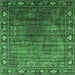 Square Machine Washable Oriental Emerald Green Traditional Area Rugs, wshurb2013emgrn