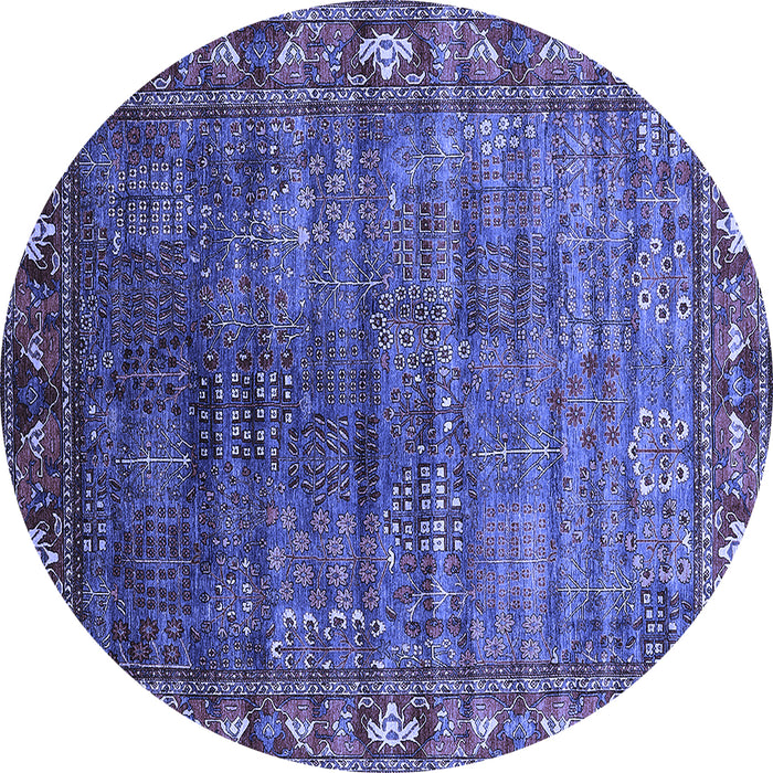 Round Oriental Blue Traditional Rug, urb2013blu
