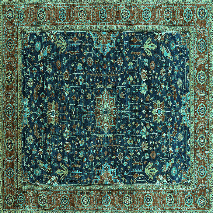 Square Oriental Turquoise Traditional Rug, urb2014turq