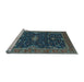 Sideview of Machine Washable Oriental Light Blue Traditional Rug, wshurb2014lblu