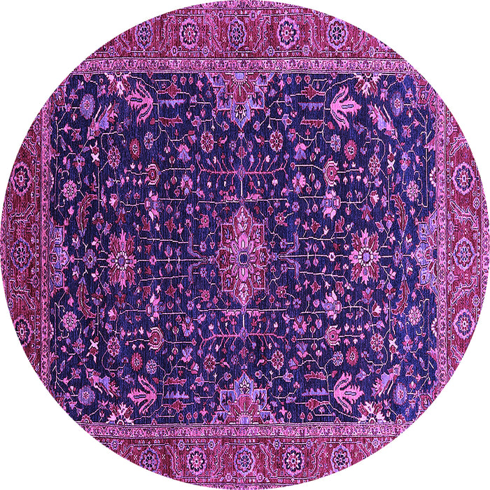 Round Oriental Purple Traditional Rug, urb2014pur