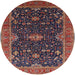 Round Machine Washable Industrial Modern Dark Almond Brown Rug, wshurb2014