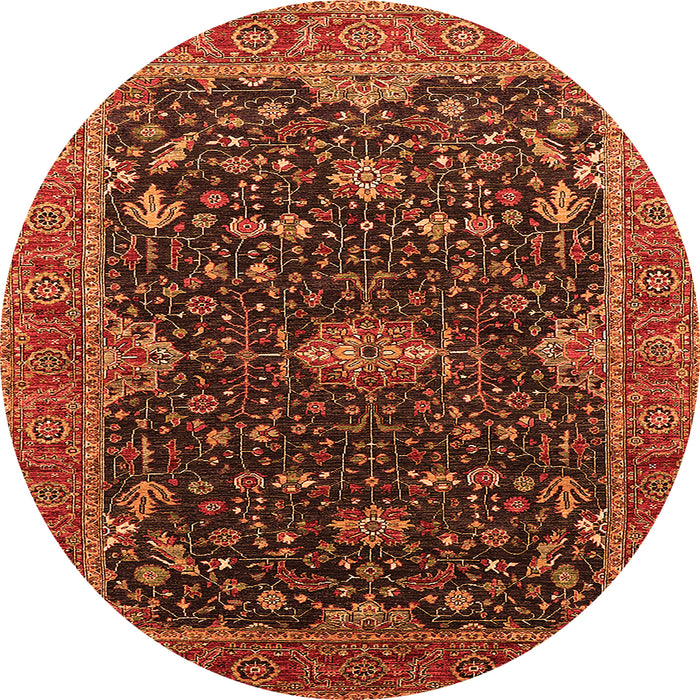 Round Oriental Orange Traditional Rug, urb2014org