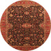 Round Oriental Orange Traditional Rug, urb2014org