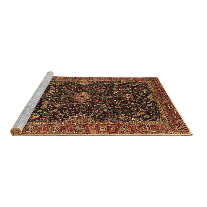 Sideview of Machine Washable Oriental Brown Traditional Rug, wshurb2014brn