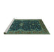 Sideview of Machine Washable Oriental Turquoise Traditional Area Rugs, wshurb2014turq