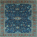 Square Machine Washable Oriental Light Blue Traditional Rug, wshurb2014lblu