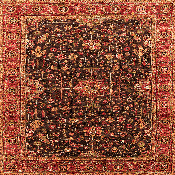 Square Machine Washable Oriental Orange Traditional Area Rugs, wshurb2014org