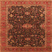 Square Machine Washable Oriental Orange Traditional Area Rugs, wshurb2014org