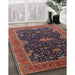 Mid-Century Modern Dark Almond Brown Oriental Rug in Family Room, urb2014