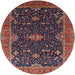 Round Mid-Century Modern Dark Almond Brown Oriental Rug, urb2014