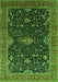 Machine Washable Oriental Green Traditional Area Rugs, wshurb2014grn