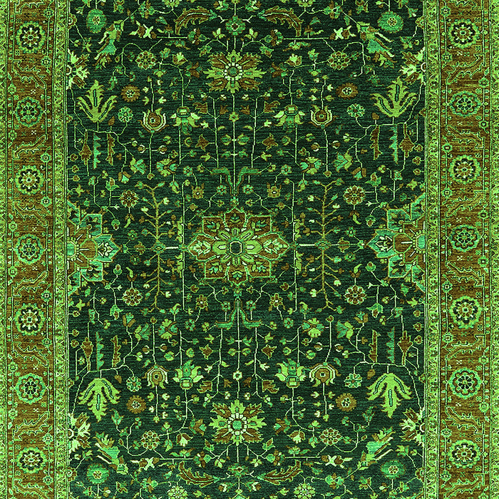 Machine Washable Oriental Green Traditional Area Rugs, wshurb2014grn