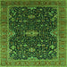 Square Machine Washable Oriental Green Traditional Area Rugs, wshurb2014grn