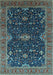 Machine Washable Oriental Light Blue Traditional Rug, wshurb2014lblu