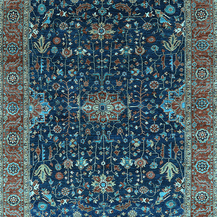 Machine Washable Oriental Light Blue Traditional Rug, wshurb2014lblu