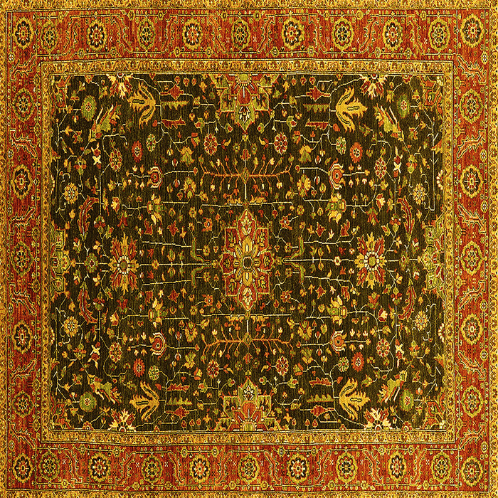 Square Oriental Yellow Traditional Rug, urb2014yw
