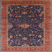 Square Mid-Century Modern Dark Almond Brown Oriental Rug, urb2014
