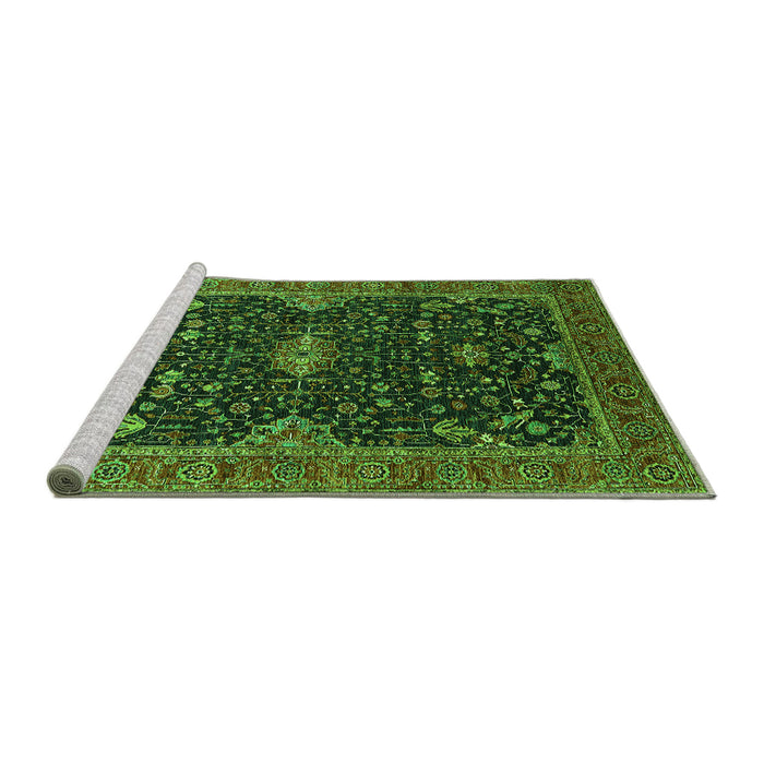 Sideview of Machine Washable Oriental Green Traditional Area Rugs, wshurb2014grn