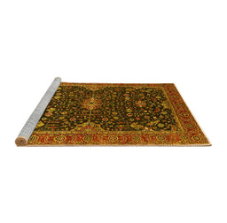 Sideview of Machine Washable Oriental Yellow Traditional Rug, wshurb2014yw