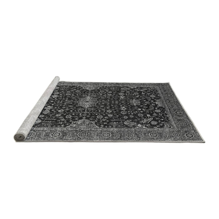 Sideview of Machine Washable Oriental Gray Traditional Rug, wshurb2014gry
